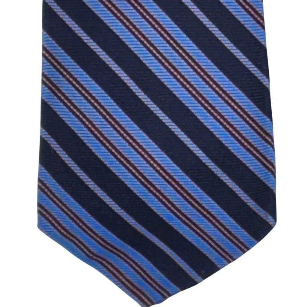 Hudson's Men's Store Tie Blue Striped Executive Collection Cavalry Twill